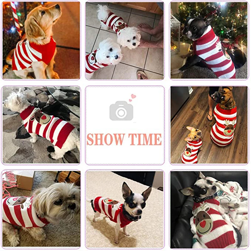 Suéter de dibujos animados de Navidad para mascotas, prendas de punto de invierno para perros pequeños, ropa cálida para Yorkie, abrigo, tejido de ganchillo - imagen 5