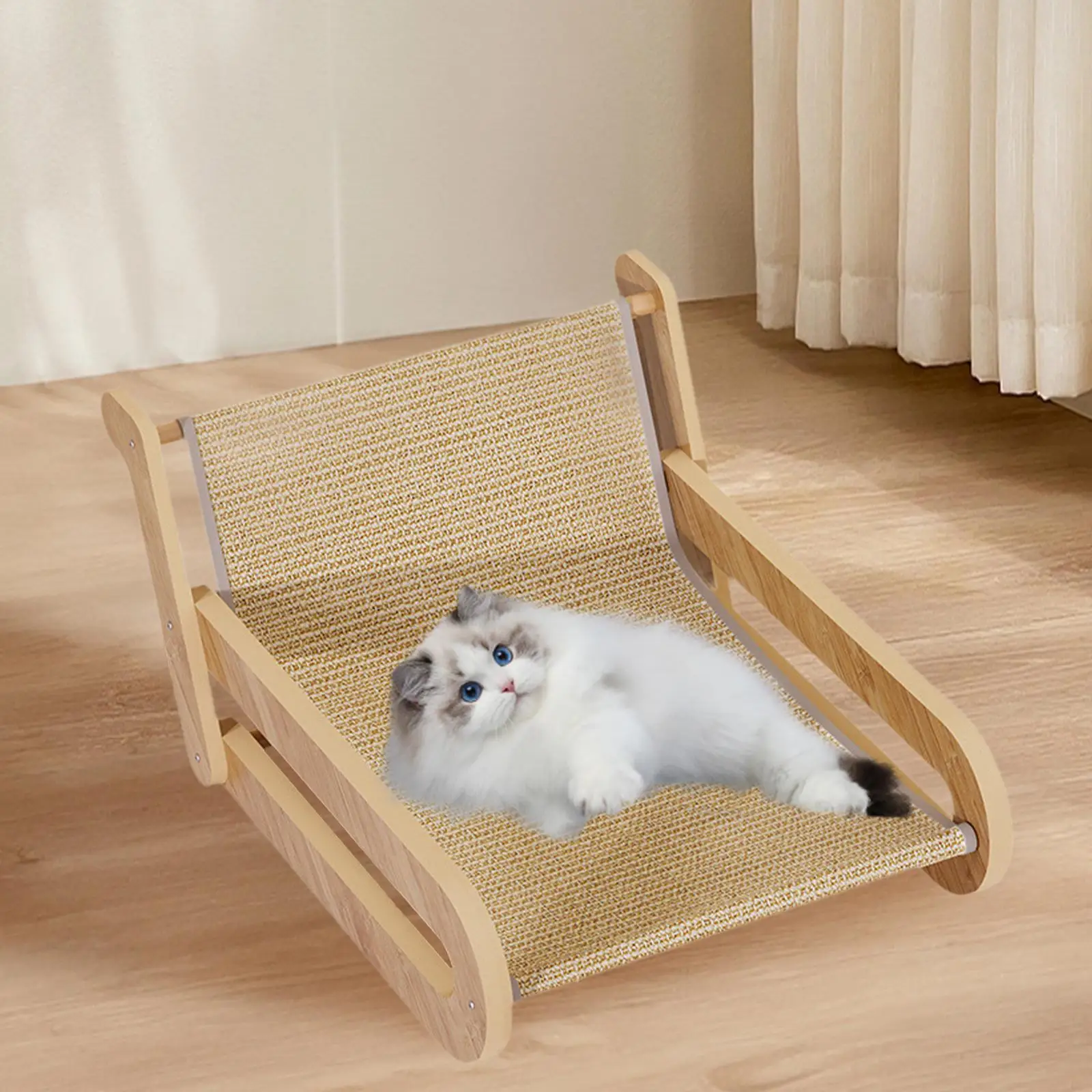 Sisal Cat Chair Cat Lounger Cozy Hammock Elevated Cat Bed Beach Chair for Bunny Small Medium Pets Indoor Cats Dog Kitten