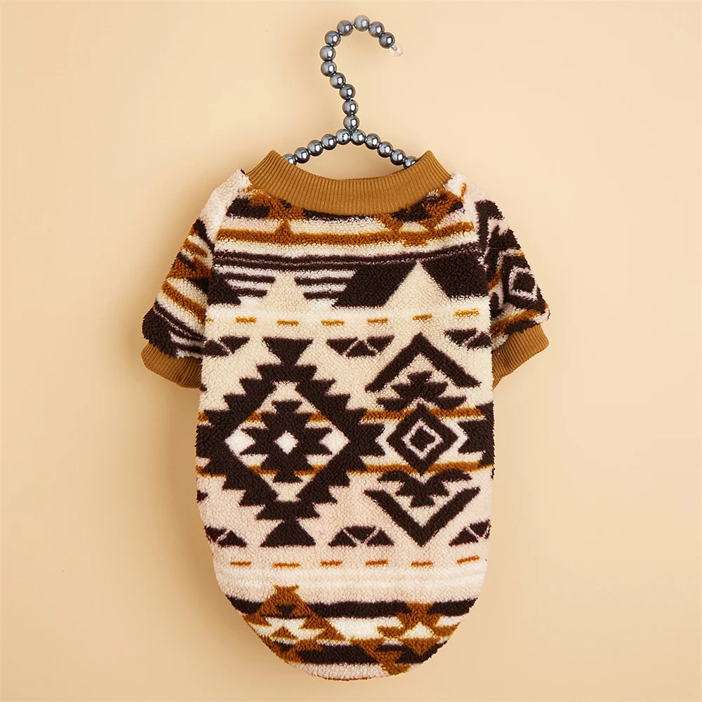 Ropa cálida para perros, patrón de tótem creativo, suéteres de felpa suaves para invierno, ropa para mascotas, Teddy, Chihuahua, Yorkies, suministros para mascotas 2024 - imagen 2
