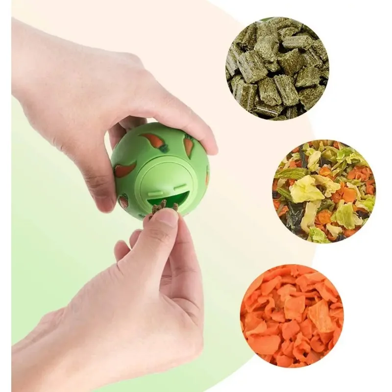 Bola de alimentación de conejo resistente a las mordeduras, alimentador lento para mascotas, juguete interactivo para aperitivos, juguete para hámster, Hurón, gatito, nuevo - imagen 4