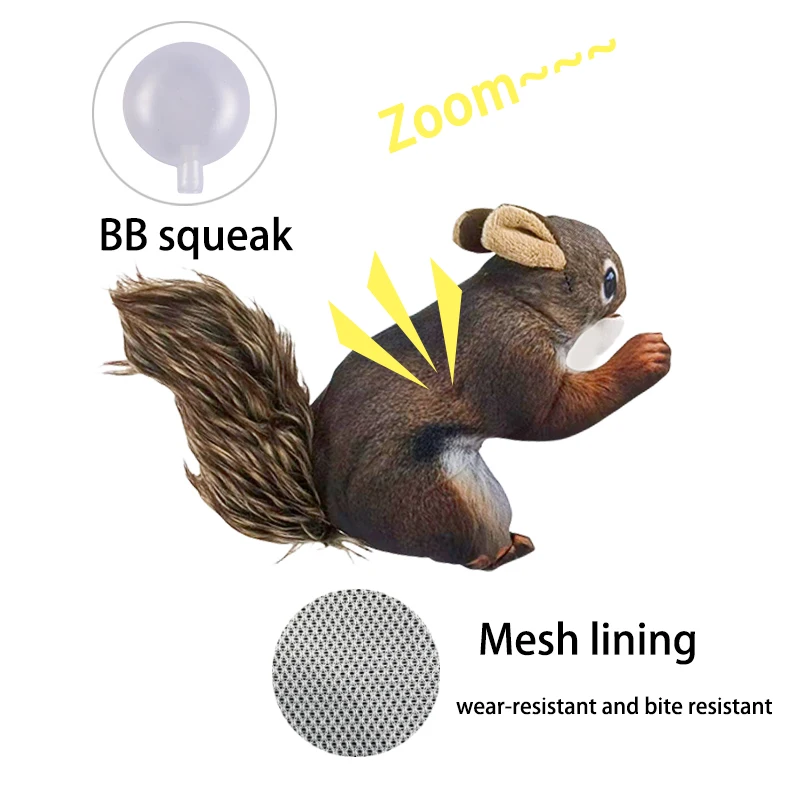 Conejo simulado, ardilla, peluche interactivo para perros, juguetes chirriantes, juguetes para la dentición suaves, duraderos y divertidos, entrenamiento para cachorros, masticación saludable - imagen 5