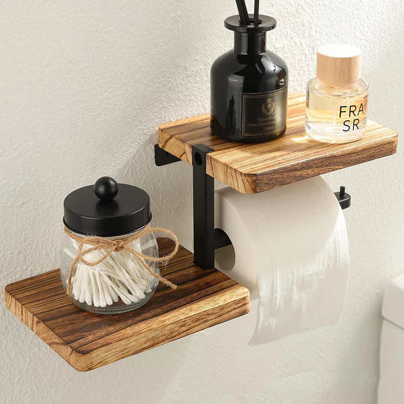 Soporte madera papel cocina baño – organizador vertical encimera - imagen 4