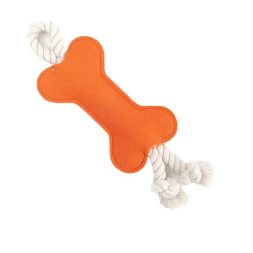 Juguete masticable de fieltro para cachorros – Mordedor con cuerda y forma de hueso - imagen 5