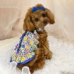 Vestido floral con lazo para perro pequeño Chihuahua