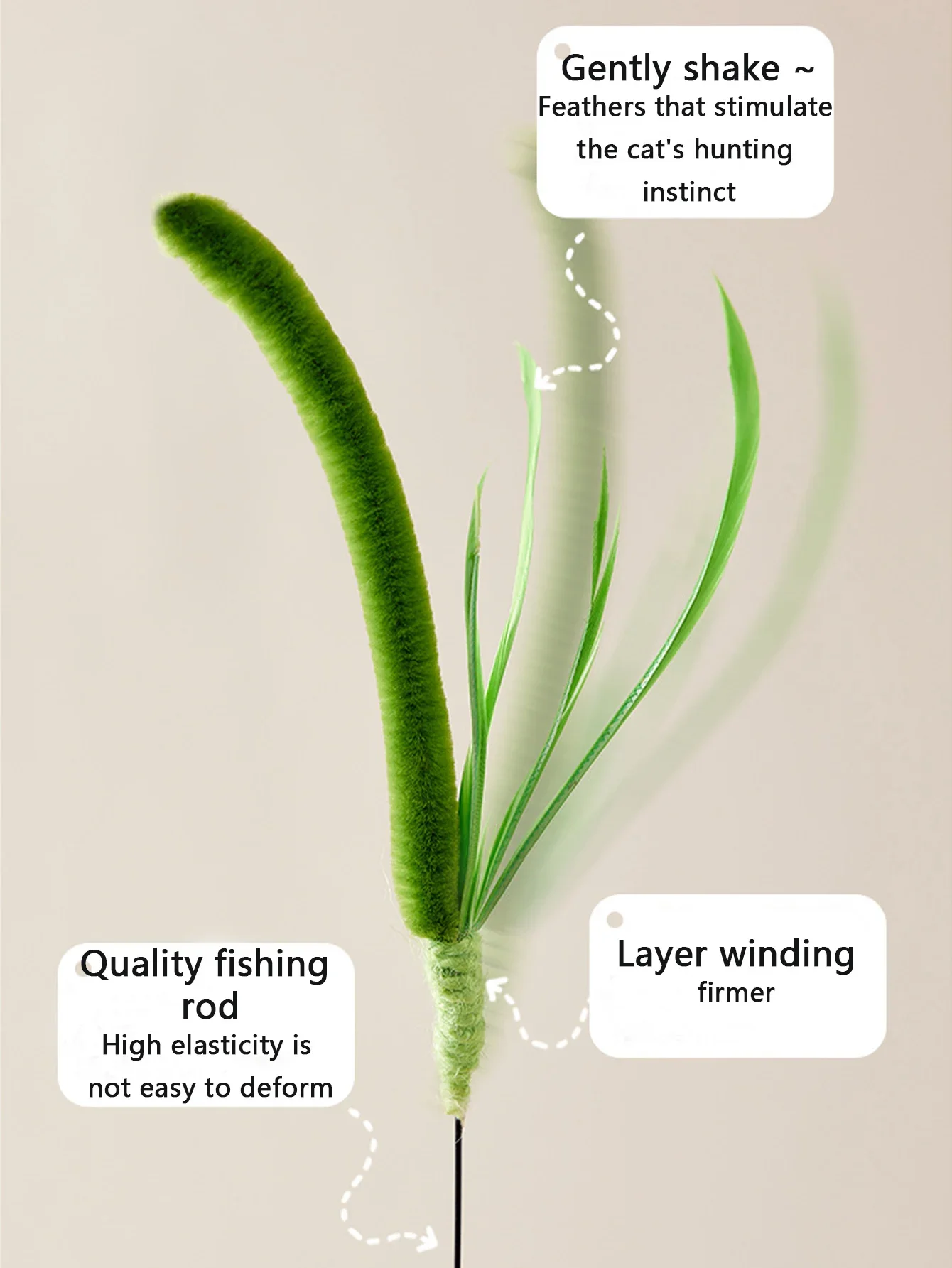 Gato perro cola hierba perro salvia pluma palo largo gato burlas palo resistente a mordeduras herramienta auto calmante juguete para gatos suministros para mascotas - imagen 4