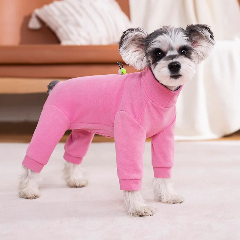 Ropa de invierno para perros, pijamas para perros pequeños, mono cálido de terciopelo suave para perros con mangas largas, camiseta interior para cachorros de cuello alto a prueba de viento - imagen 5