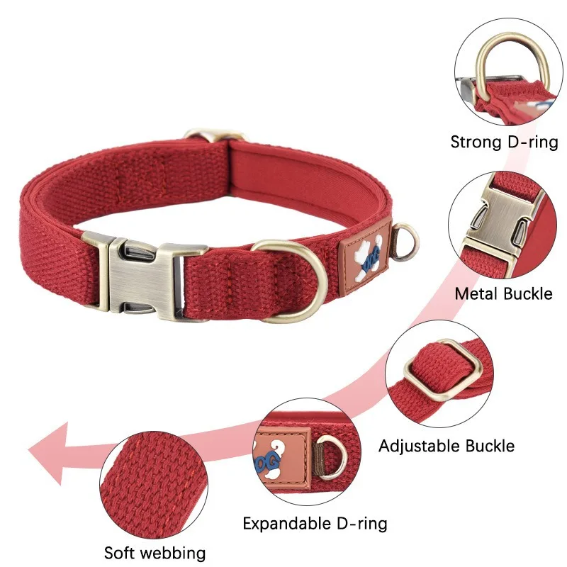 Collar de perro acolchado suave, collares de nailon duraderos para perros, collares ajustables para mascotas para perros pequeños, medianos y grandes, Bulldog Francés - imagen 3