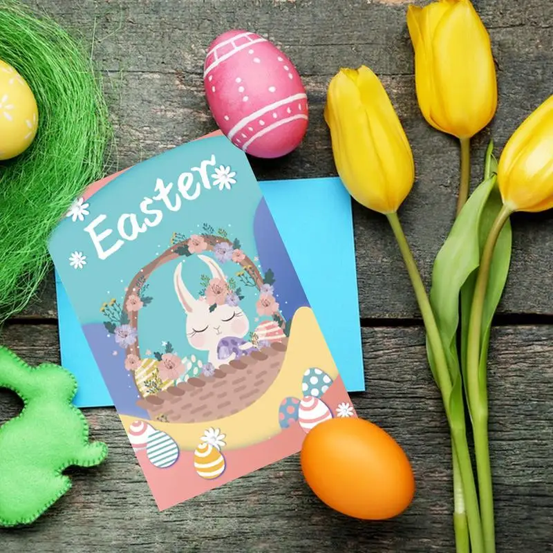 Tarjeta de felicitación de Pascua con sobre y pegatinas, tarjetas de regalo, postal DIY, 6 juegos, cumpleaños para niños - imagen 5