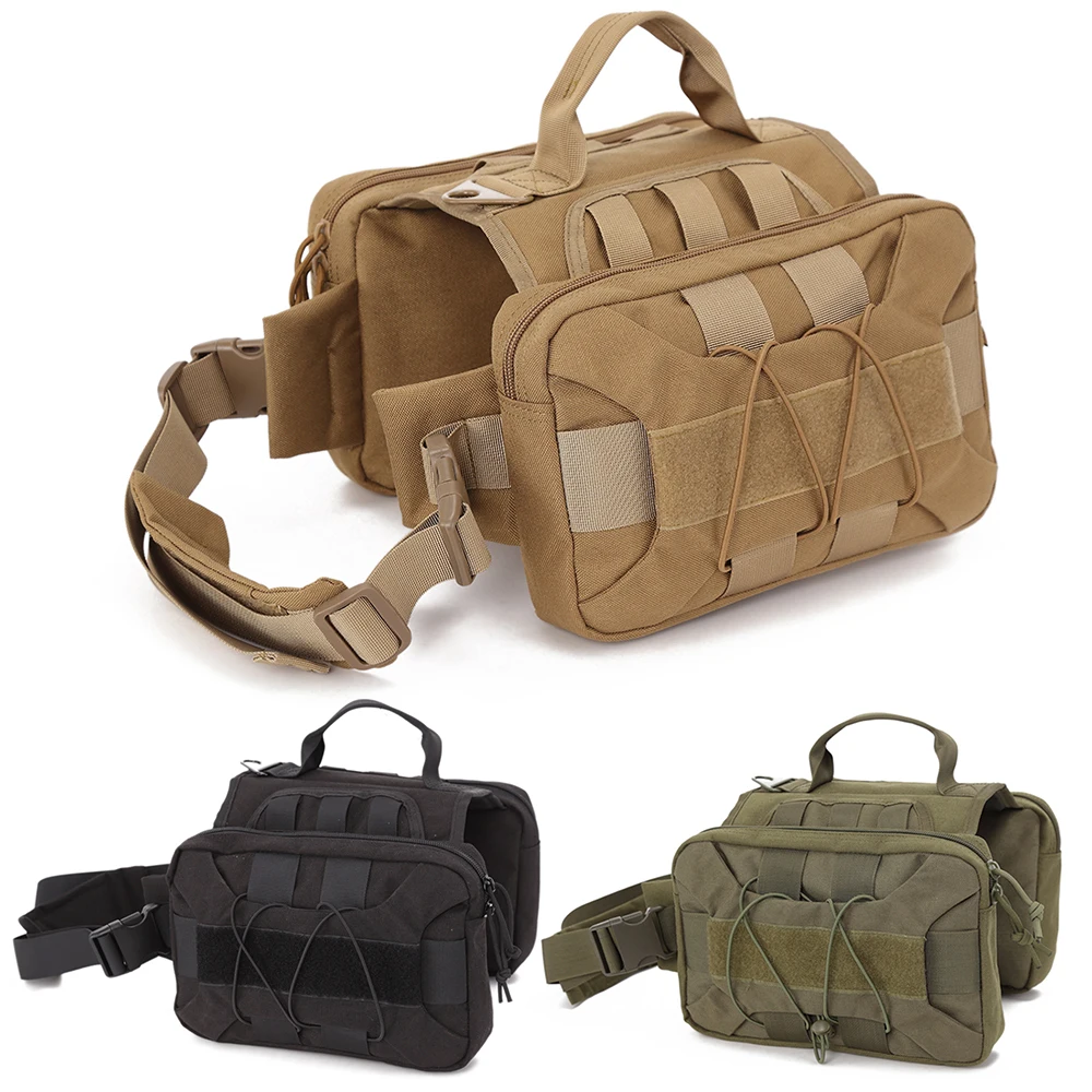 Arnés para perros con bolsillos laterales, conjunto de correa, mochila militar Molle, servicio para perros, arnés táctico, bolsas para perros medianos y grandes - imagen 3