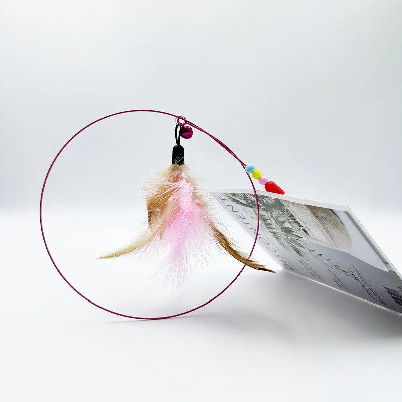 Nuevo palo de burlas de alambre de acero, nuevo juguete para gatos, palo de burlas bonito con plumas, campana para gatos, suministros para mascotas - imagen 5