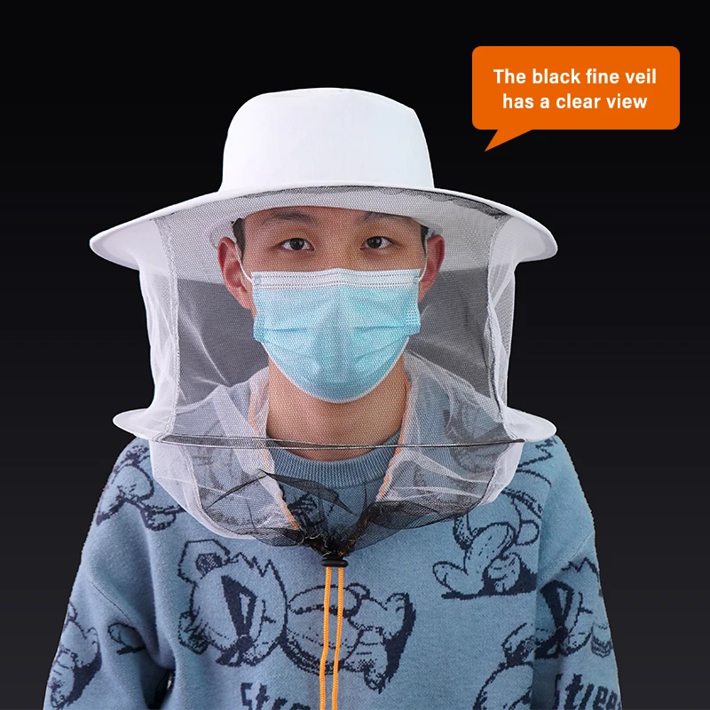BeeKeeping-Sombrero de apicultor profesional con ala, protector solar grueso para la cara, protección especial de media longitud para apicultor