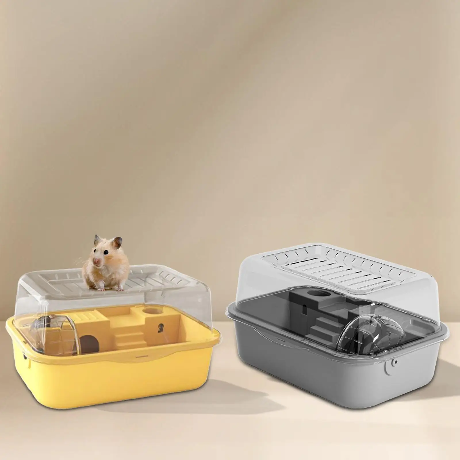 Hamster Cage Acrylic Hamster Enclosure Luxury Openable Top with Water Bottle Breathable Habitat Small Animal Cage Mice