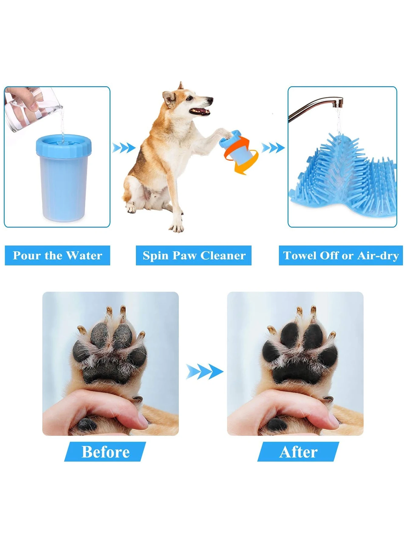 Limpiador patas perros – Vasito portátil de silicona para patas pequeños y medianos - imagen 2