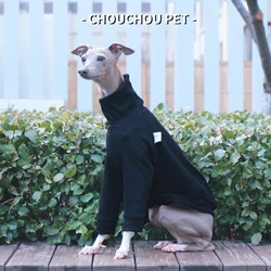 Ropa italiana Greyhound/Whippet ajustada para perros, camisa elástica con cuello alto para mascotas, ropa negra Premium para mascotas