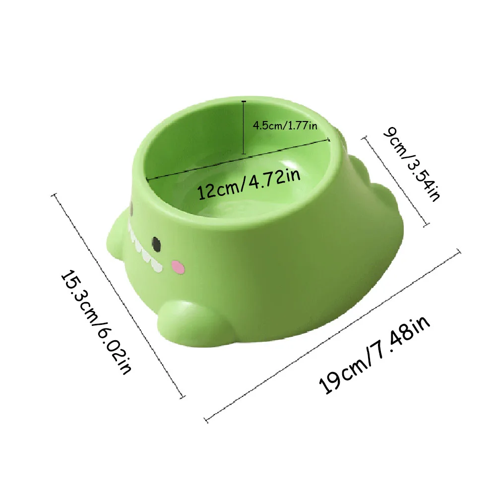 Cuenco para gatos con protección del cuello y pie alto con boca inclinada, bonito diseño de dinosaurio pequeño, cuenco individual para gatos/perros, cuenco de alimentación para mascotas - imagen 5