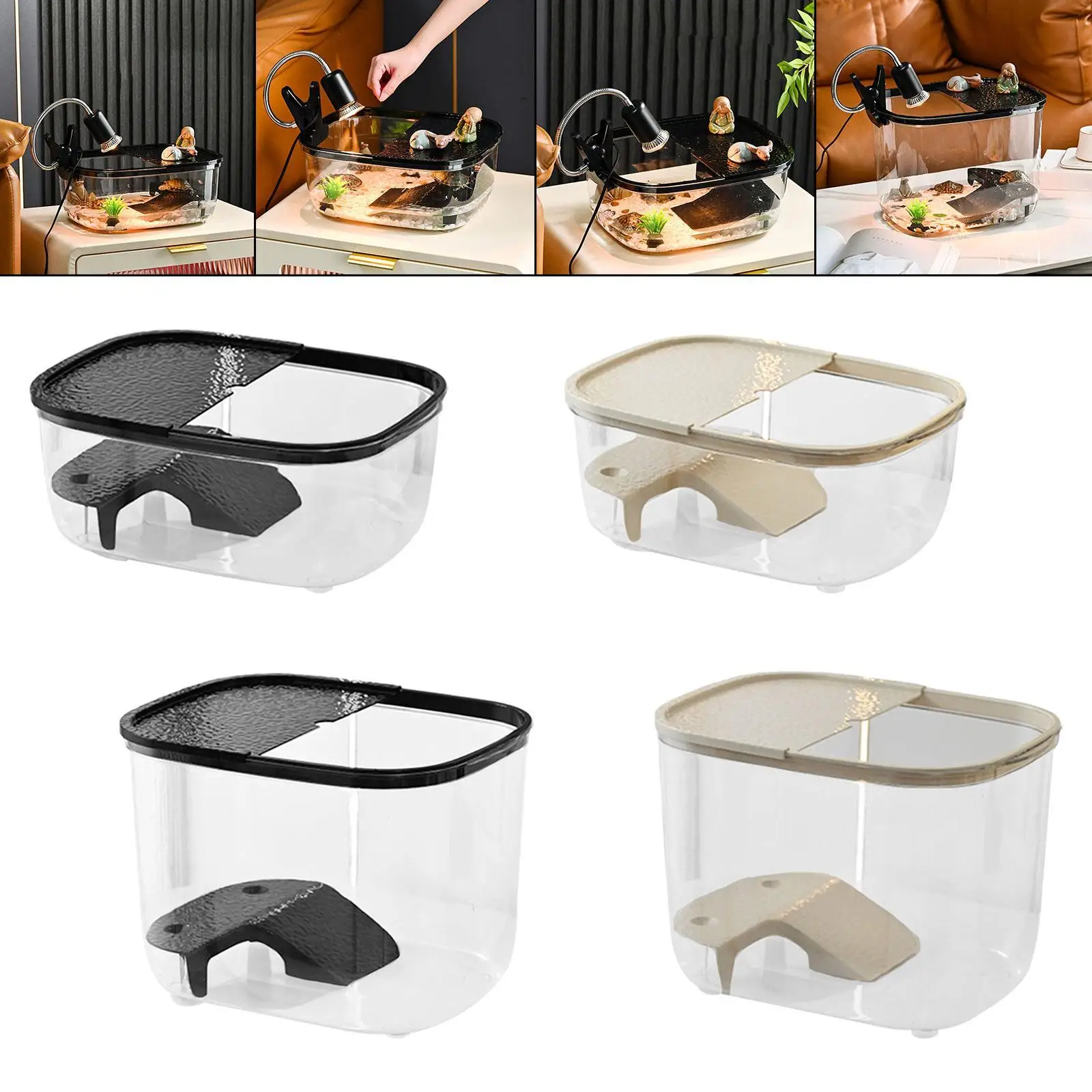 Plataforma para tomar el sol de tortuga, rampa transparente para tortuga, terraza de descanso para Newts, anfibios, animales semiacánicos, salamandras, reptiles pequeños - imagen 4