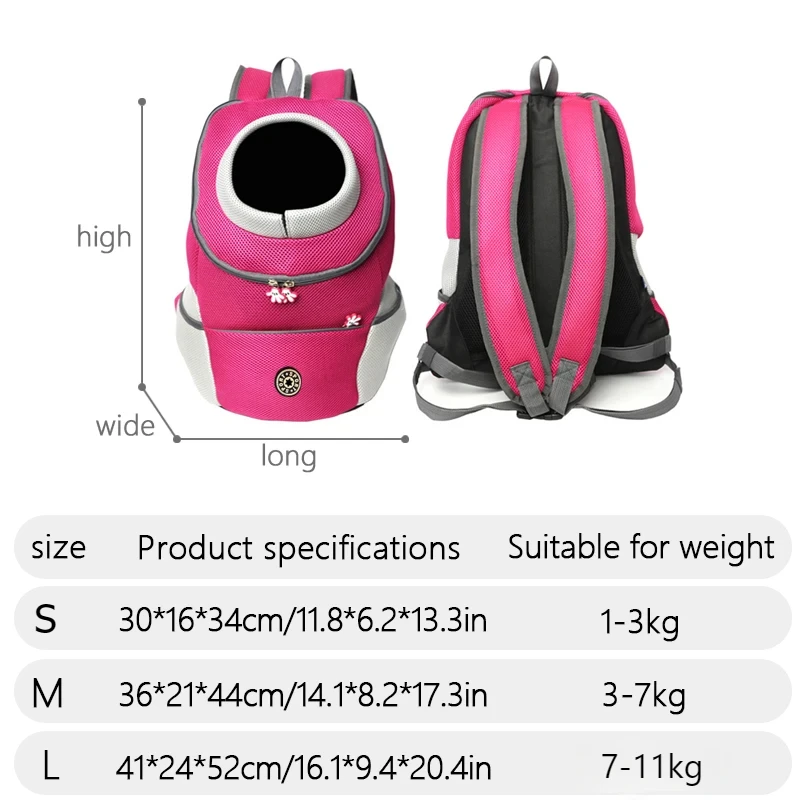 Mochila para perros pequeños, bolsa transportadora portátil para perros de doble hombro para exteriores, bolsa para mascotas, mochila de viaje transpirable, suministros de transporte para mascotas - imagen 2