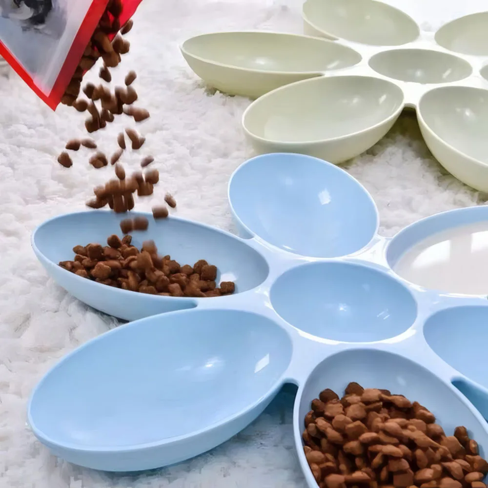 Cuenco para gatos con pétalos de 6 rejillas, antiarañazos para gatos múltiples, especial para gatitos/gatos de lactancia/bandejas, suministros duraderos para alimentación felina - imagen 4