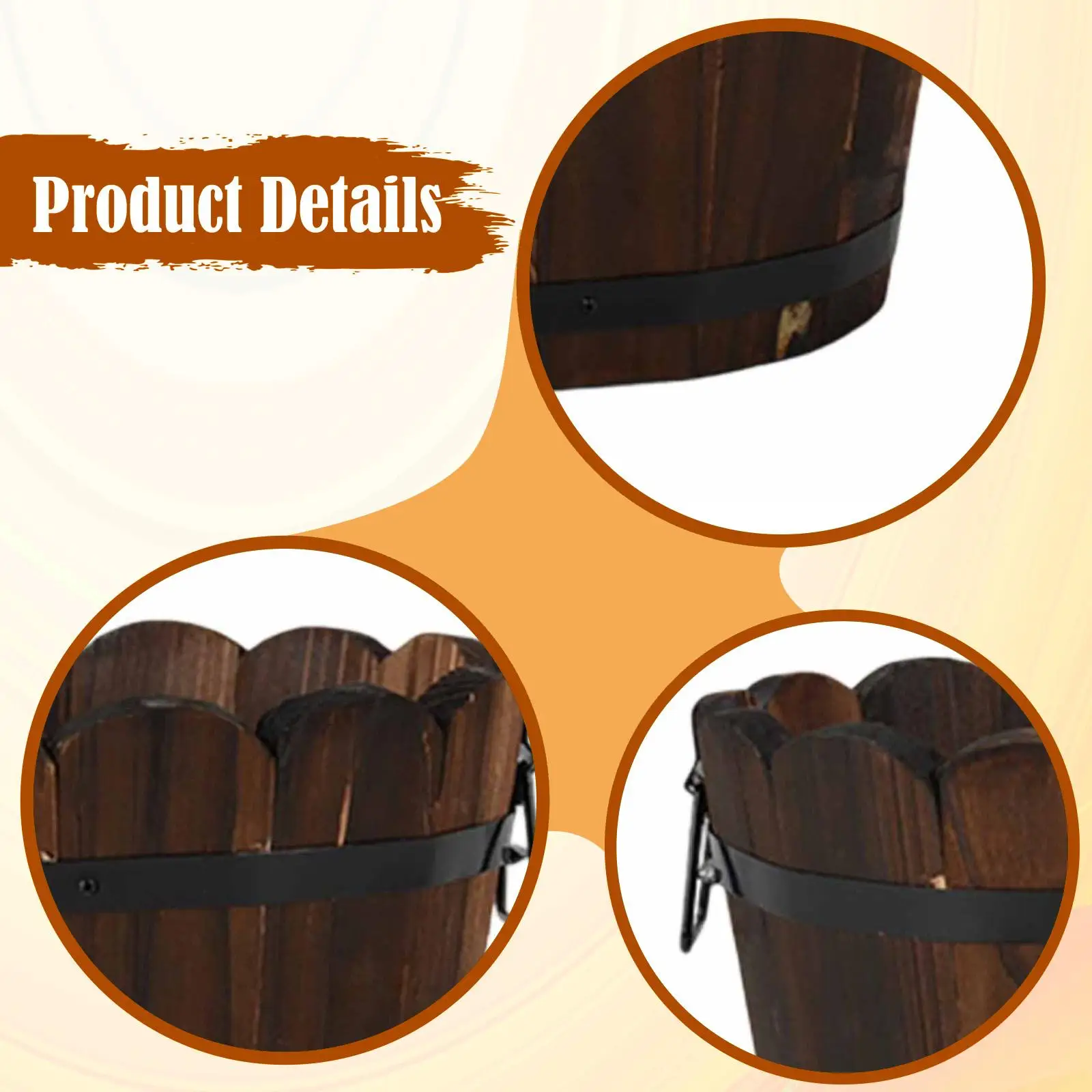 Wood Bucket Planter Vintage Design Flower Pot Flower Holder Floral Arrangement Container for Backyard Garden Indoor Plants Yard Wood Bucket Planter Vintage Design Flower Pot Flower Holder Floral Arrangement Container for Backyard Garden Indoor Plants Yard