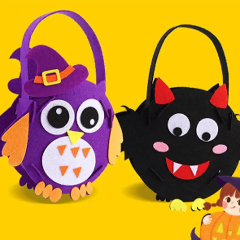 Cestas de Halloween con asa, cubo no tejido para dulces, regalo, suministros de Halloween, accesorios de juego para guardería - imagen 2