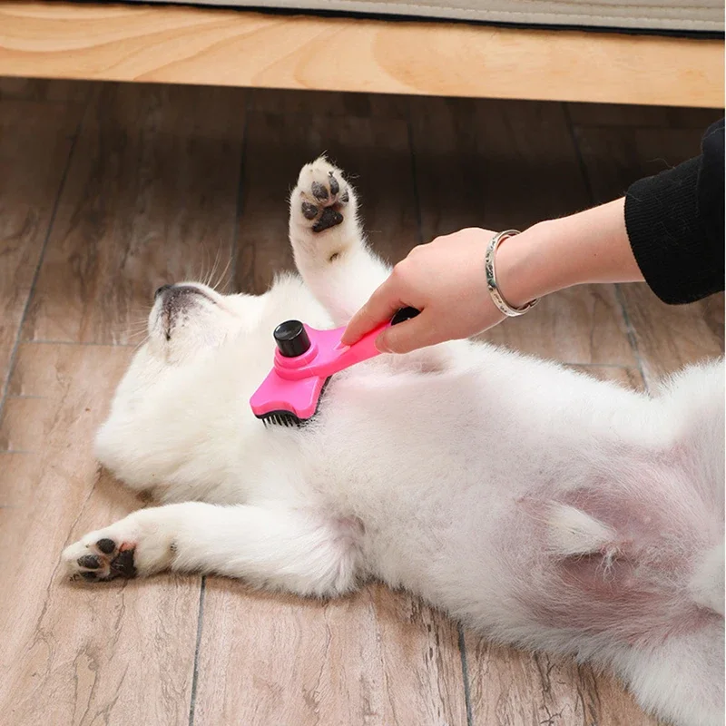 Cepillo para gatos, peine para mascotas, cepillo autolimpiante para quitar el pelo, cepillo de aseo, peine para desmatting de mascotas, peine de belleza para perros - imagen 4
