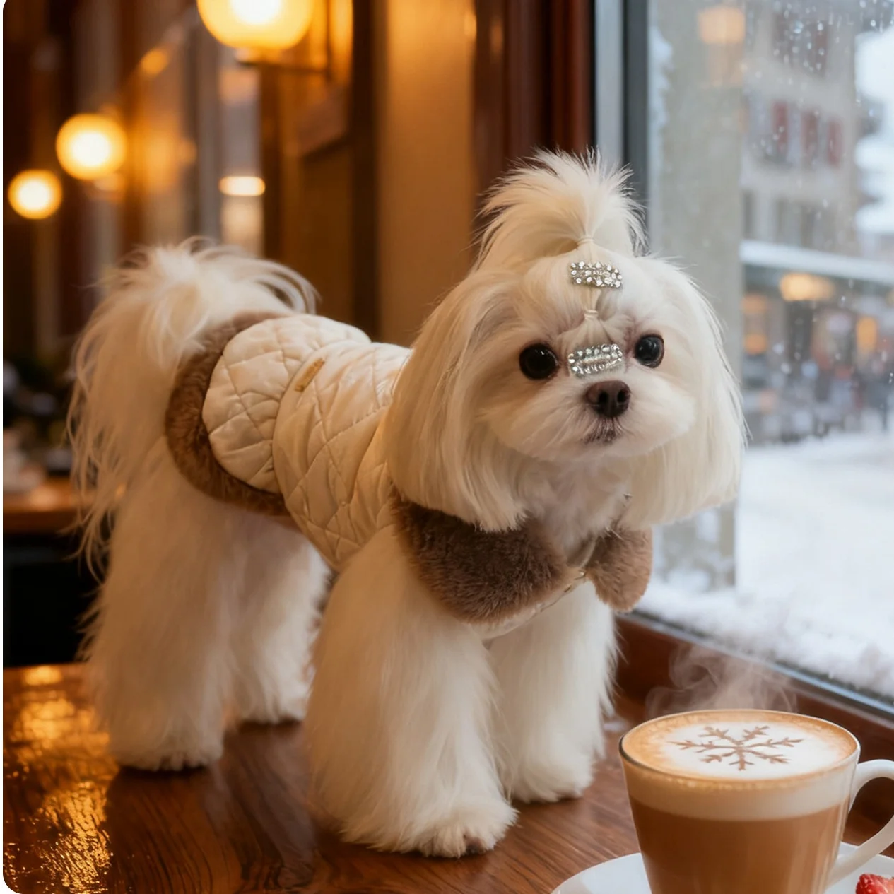 Chaleco acolchado impermeable para perros pequeños con cuello de felpa