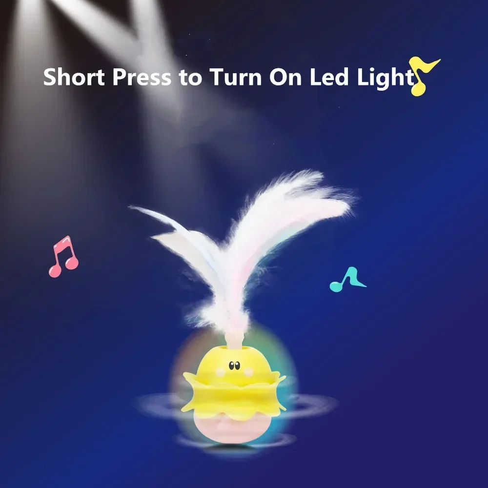 Juguetes interactivos para gatos con LED, bola giratoria automática inteligente, palo Teaser para gatitos, pluma, juguete chirriante para gatos - imagen 4