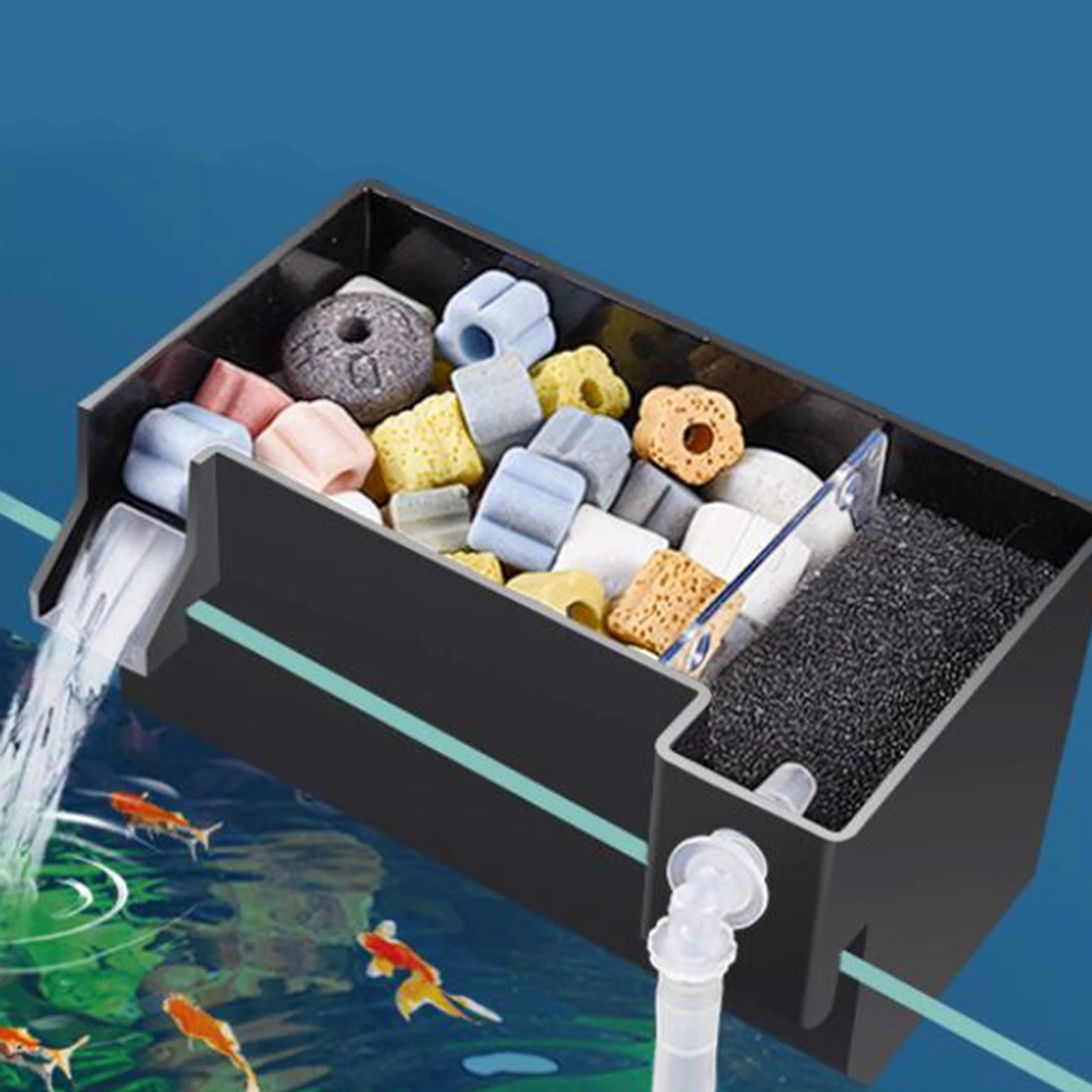 Caja de filtro colgante superior para acuario, caja de filtración multicapa, purificador de agua para tanque de tortuga, filtro externo para acuario - imagen 2