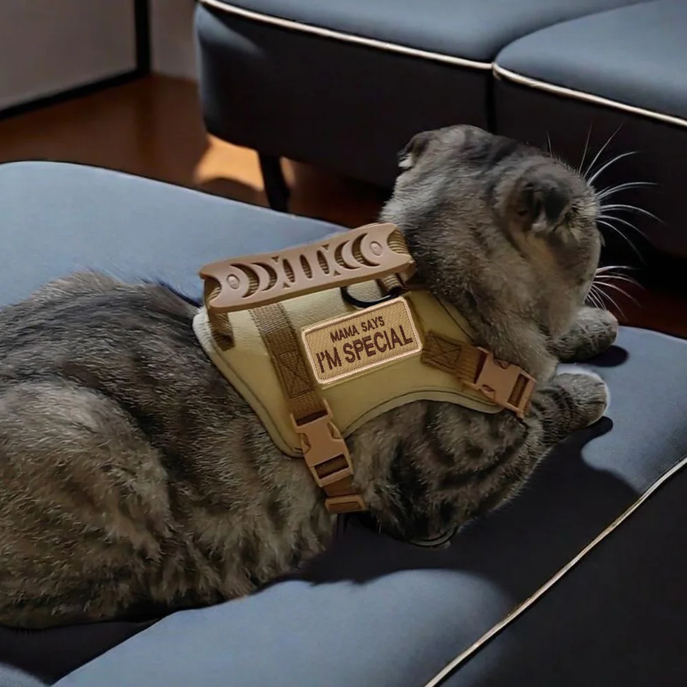 Arnés táctico para gatos, conjunto de correa, chaleco militar transpirable a prueba de Escape y Velcro para perros pequeños, gatitos, cachorros, caminar y entrenar - imagen 5
