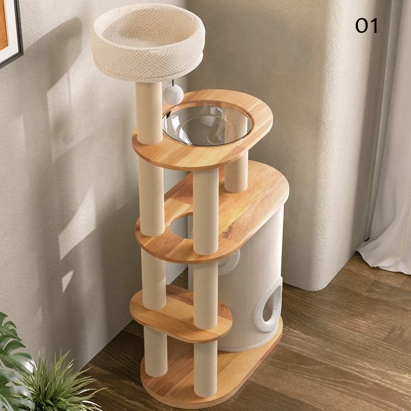 Árbol de madera maciza para gatos, cama para gatos, muebles de torre, accesorios, hierba de juguete, árboles, hamaca para gatitos, casa oculta para gatos, suministros para mascotas - imagen 5