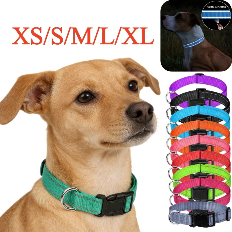 Collar reflectante de nilón para perros pequeños, medianos y grandes - imagen 5