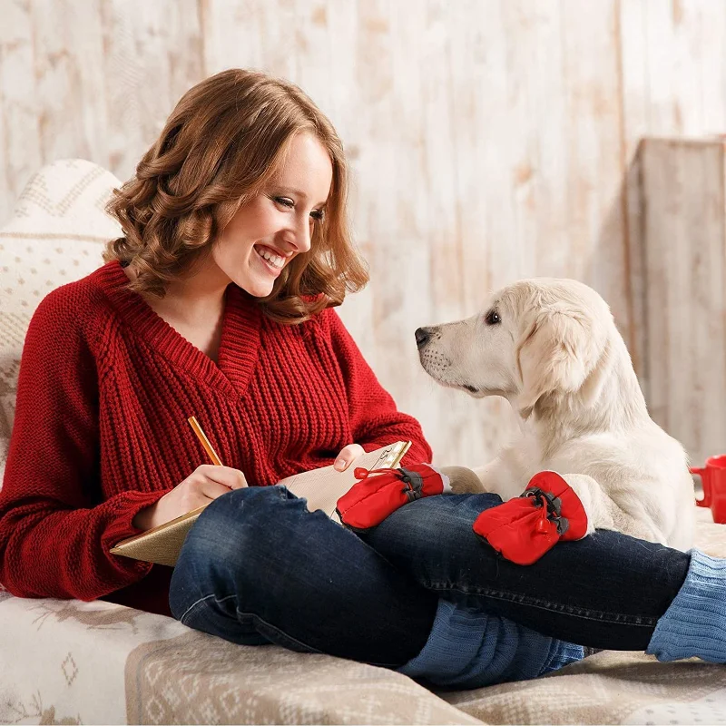 Zapatos de suela blanda para mascotas, zapatos antideslizantes para cachorros, protección para mascotas, impermeables, precaminantes, suministros suaves, cuidado de patas, invierno, Otoño, 4 piezas - imagen 5