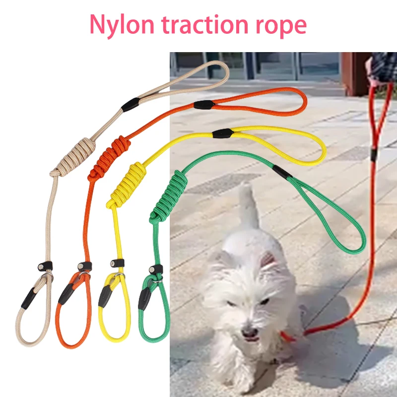 Correa para perro de 150x1cm para deportes al aire libre, cuerda de sujeción de nailon, Collar para perro, cuerda trenzada resistente a tirar para mascotas, accesorios de entrenamiento para perros