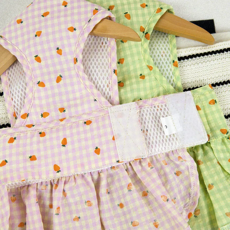 Ropa dulce para perros, vestido de malla de verano para cachorros, falda verde y rosa con flores para perros pequeños y medianos, disfraz de chaleco para niñas malaltesas Chihuahua - imagen 4