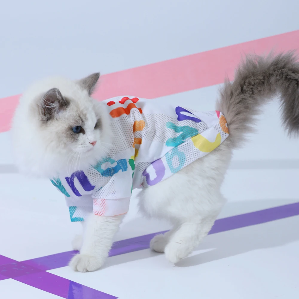 HOOPET-Chaleco de verano para gato, ropa fina anticaída de pelo, títere azul - imagen 2