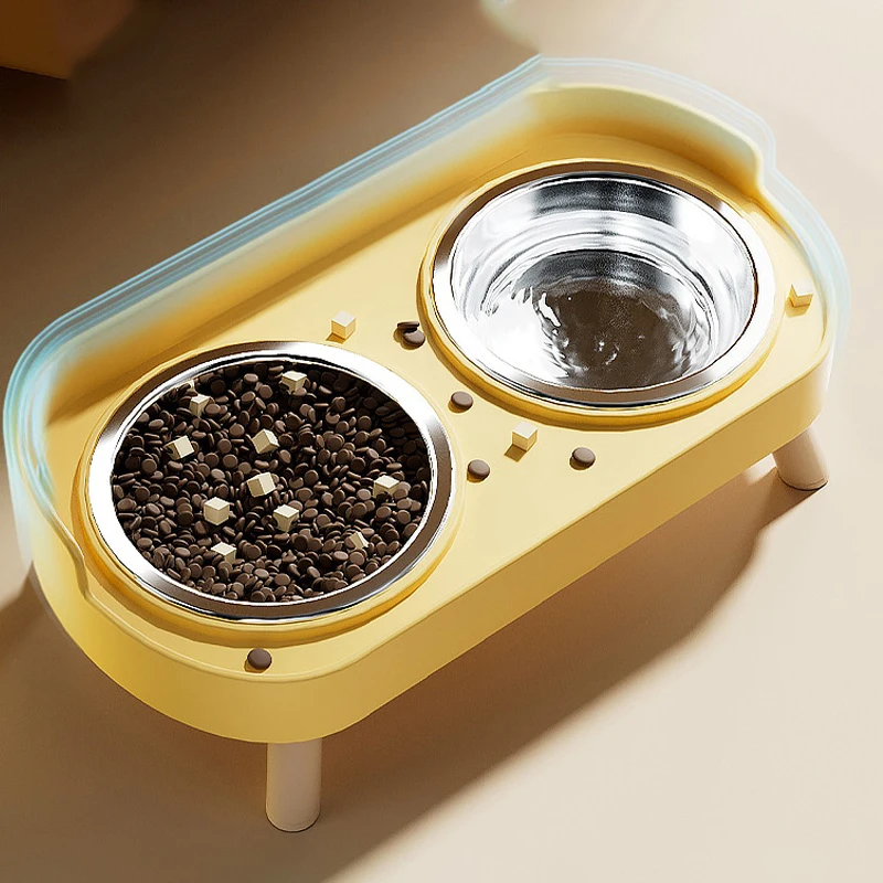 Cuenco alimentador de plástico/acero inoxidable para perros, cuencos dobles para comida de mascotas, cuenco de agua antideslizante para comida de cachorro con soporte, cuenco antisalpicaduras para gatos - imagen 4
