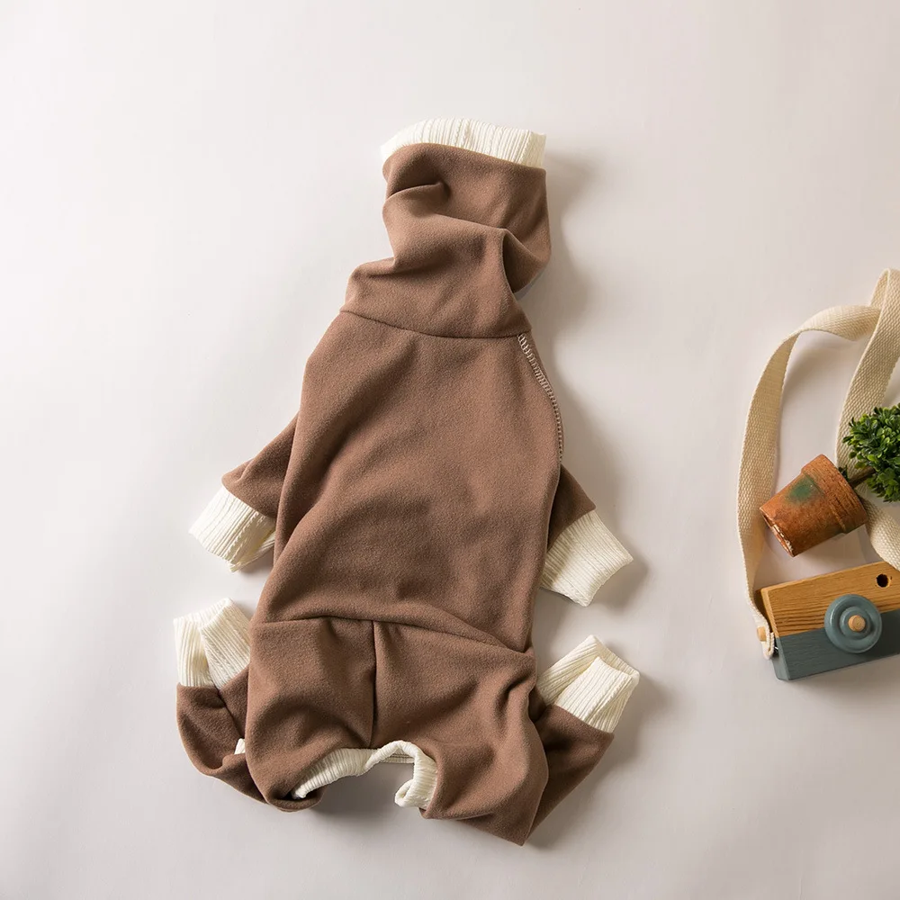 Ropa para perros, ropa cálida de felpa con cuello alto para mascotas, ropa de cuatro patas ligeramente elástica, ropa pequeña Lingti Huibit, Base cálida de cuatro patas - imagen 4