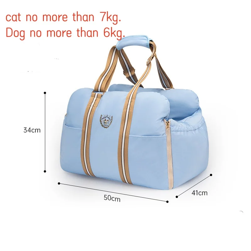 Bolsa transportadora para perros pequeños, conejo, gato, asiento de coche para mascotas, bolsa para perros de cara suave, bolsa transportadora para mascotas, bolsa de mano azul - imagen 4
