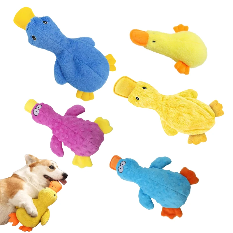 Juguetes de peluche con sonido para perros, pato amarillo, cachorro, juguete de peluche interactivo chirriante, sonajero para morder, suministros para mascotas para perros indestructibles - imagen 2