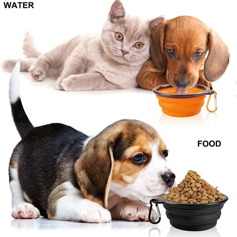 Cuencos portátiles plegables para perros, cuenco de agua y comida de silicona para perros, accesorios para mascotas, cuencos alimentadores para perros al aire libre, suministros para gatos y cachorros - imagen 2