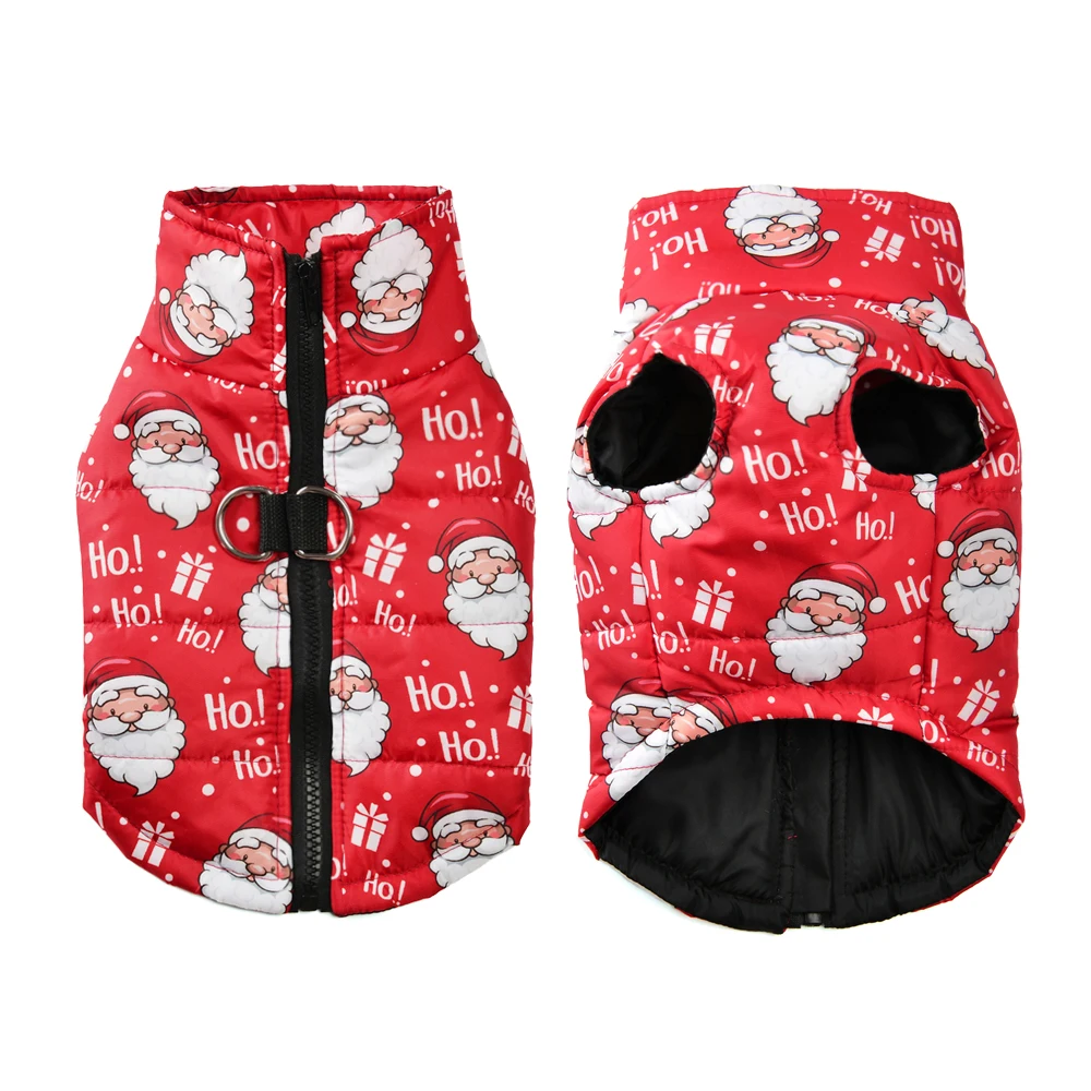 Ropa cálida para perros Otoño Invierno chaqueta para mascotas para perros pequeños medianos gatos lindo estampado de Papá Noel trajes para cachorros disfraz de Navidad de Pug