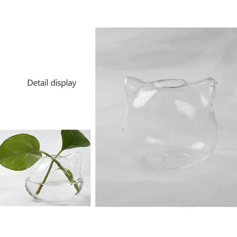 Jarrón de cristal hidropónico de gato de dibujos animados, maceta moderna y delicada para el hogar, macetero de plantas de aire suculentas de mesa, 1 Uds. - imagen 3