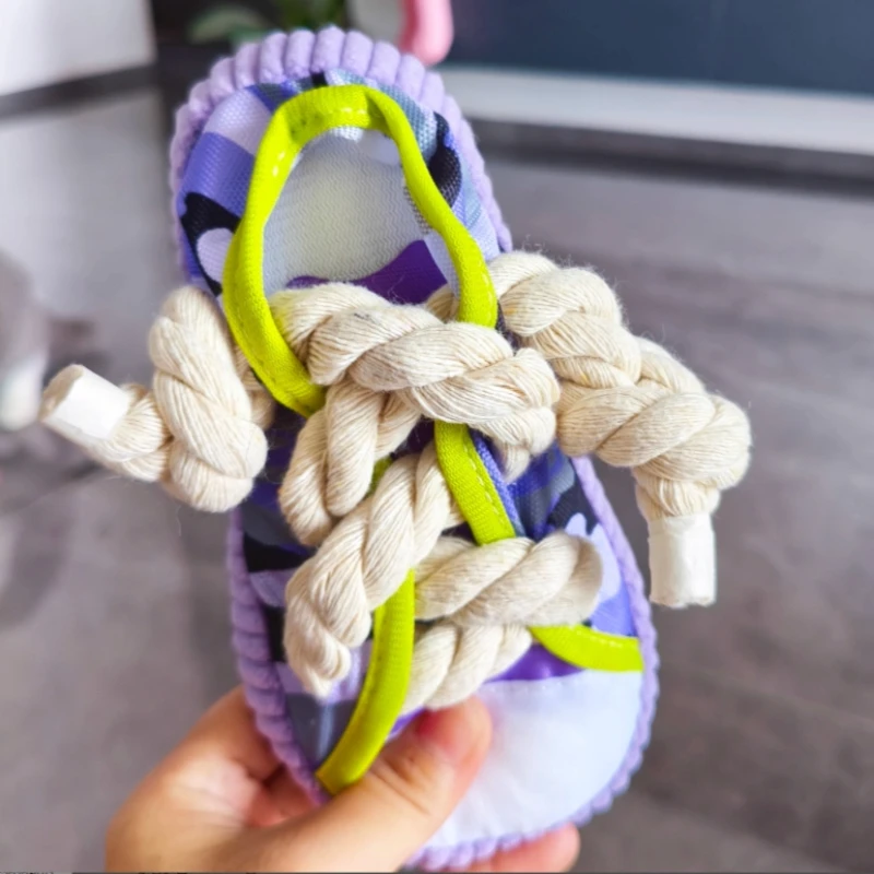 Juguete interactivo para masticar para perros, juguete de cuerda con forma de zapatillas para limpieza de dientes, zapatos molares para cachorros resistentes a mordeduras chirriantes - imagen 5