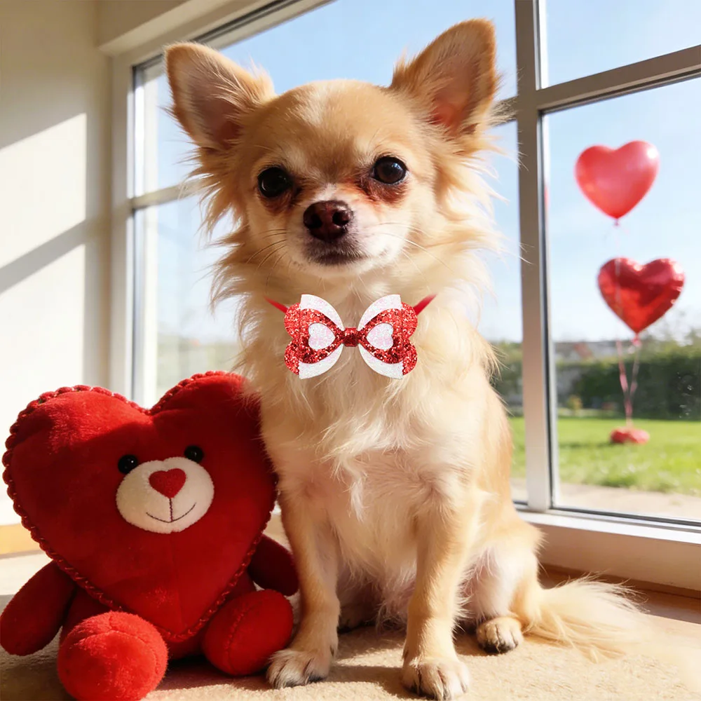 Pajarita roja San Valentín para perro y gato – Accesorio Estilo amor - imagen 2