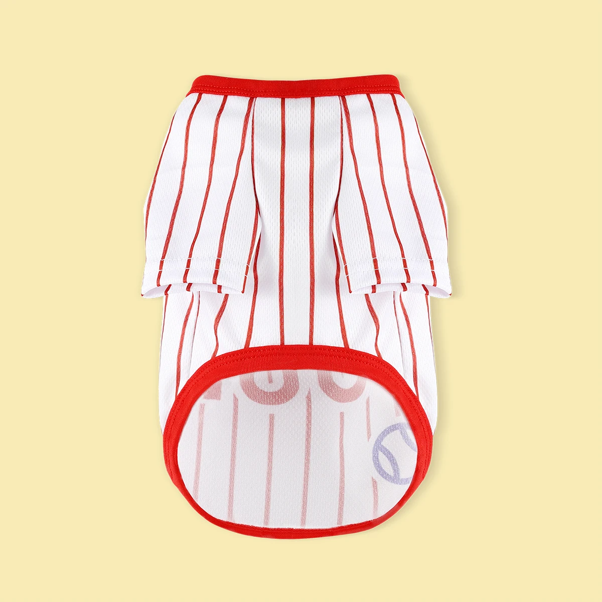 Presentamos nuestra camiseta atlética para perros a rayas, a medida para razas grandes, medianas y pequeñas. La espalda muestra 'Baseball 100' te - imagen 4