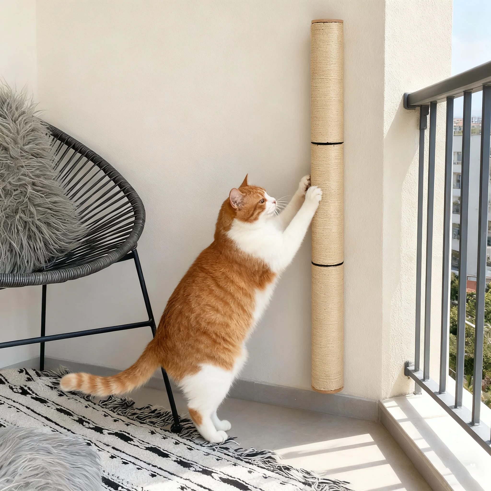 Tabla para rascar gatos, poste para rascar gatos de sisal, pared de madera maciza, molienda de garra de gato para el hogar