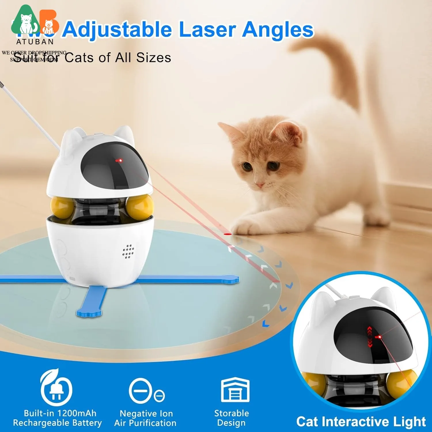 Juguete interactivo 3 en 1 para gatos: pluma, pelota y ejercicio - imagen 3