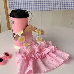 Vestido con tirantes de flores para mascotas, chaleco bordado de flores de primavera, vestidos dulces para perros pequeños, ropa para cachorros
