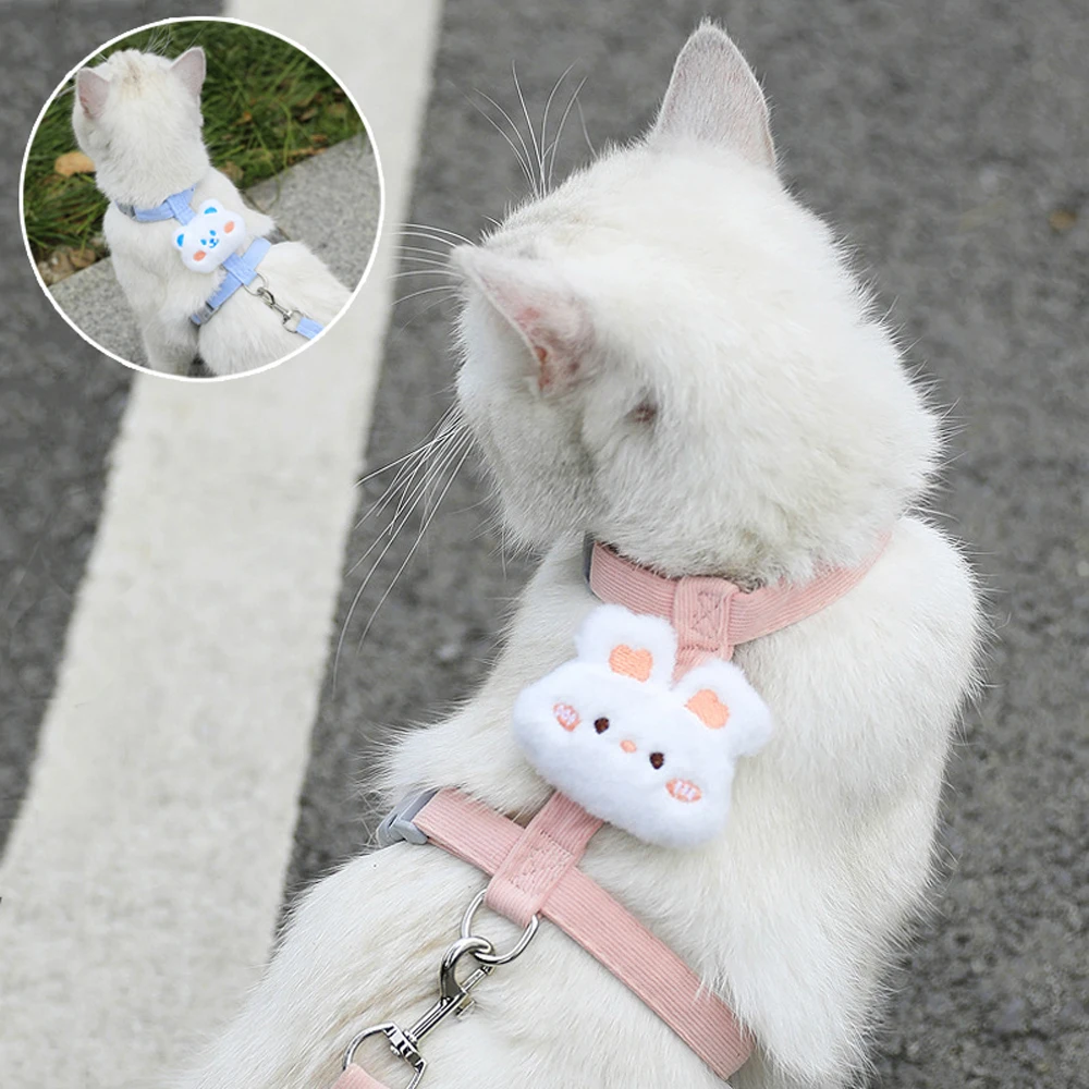 Conjunto de arnés de gato medio ajustable, conjunto de correa de arnés de gato pequeño y bonito, conjunto de correa de arnés de cachorro Simple antirotura a la moda