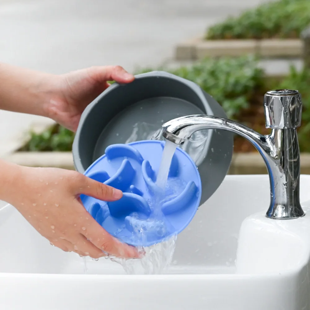 Cuenco de alimentación lenta para mascotas para perros y gatos + tapete antiasfixia: almohadilla para lamer con ventosa y tapete para comida para mascotas, tapetes de comedor antideslizantes para mascotas, - imagen 3